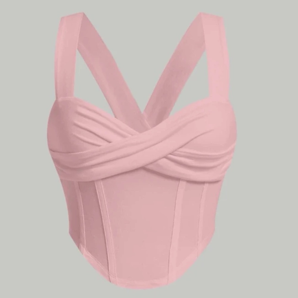 Pink stretchy sweetheart neck top - Picture 5 of 5